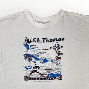 Vintage St Thomas Caribbean Sea U.S. Tropical Islands White Short Sleeve T-Shirt